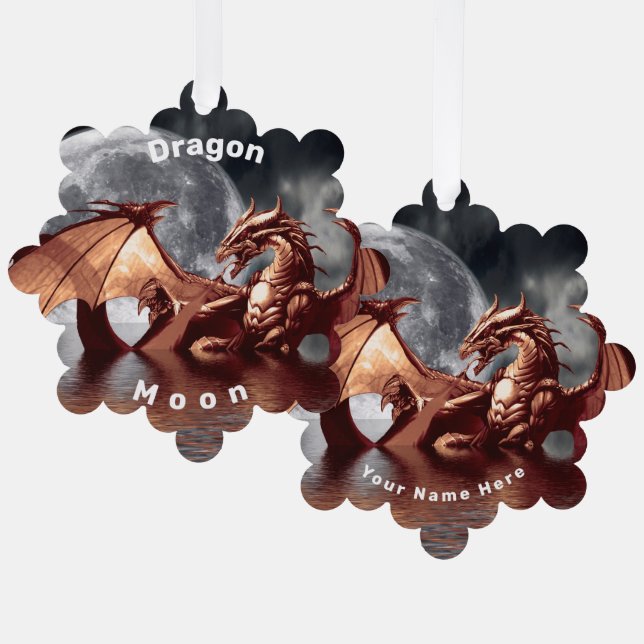 Dragon Moon Ornament Karte (Vorderseite/Rückseite)