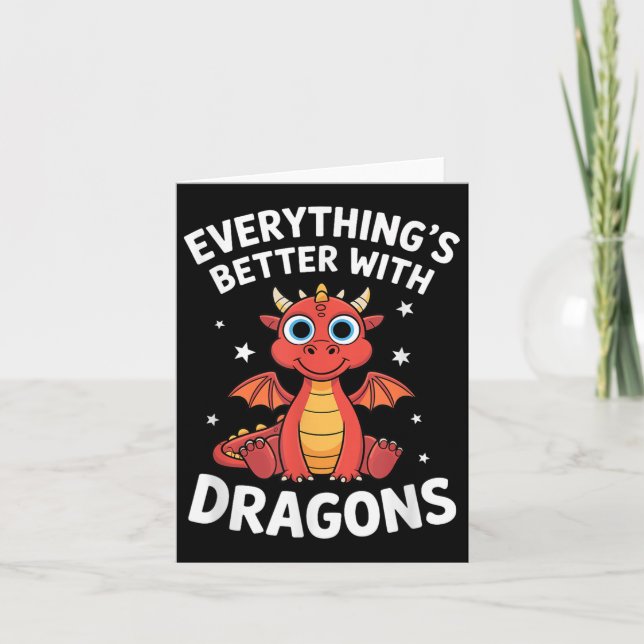 Dragon "niedlicher Drache für Erwachsene oder Kind Karte (Vorderseite)