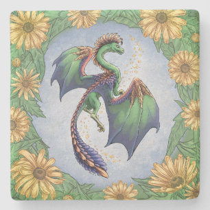 Dragon of Summer Nature Fantasy Art Steinuntersetzer