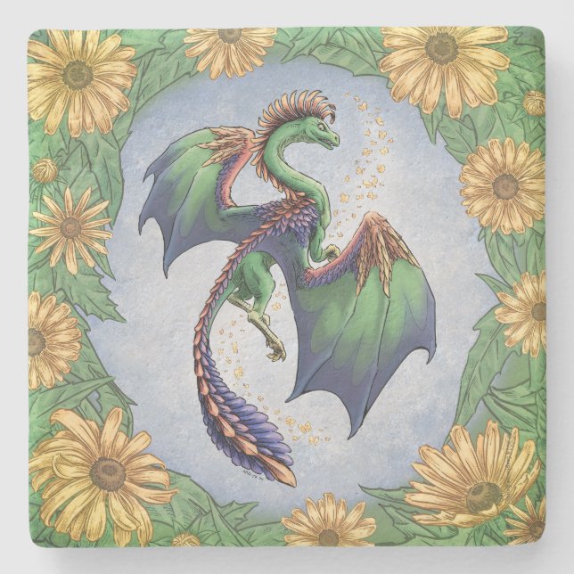 Dragon of Summer Nature Fantasy Art Steinuntersetzer (Vorderseite)