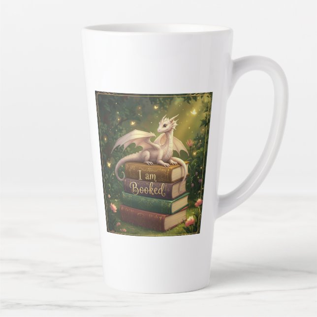 Dragon on books - Latte Mok Milchtasse (Rechts)