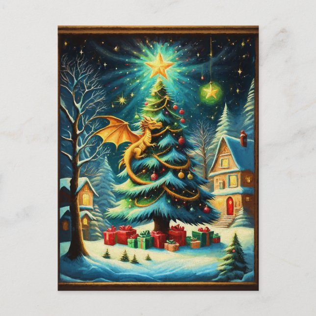 Dragon On Christmas Eve ai Feiertagspostkarte (Vorderseite)