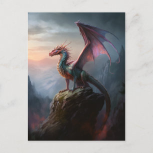 Dragon on Cliff Fantasy Postcard Postkarte