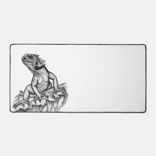 Dragon on Rock , Schwarzweiß Design Schreibtischunterlage