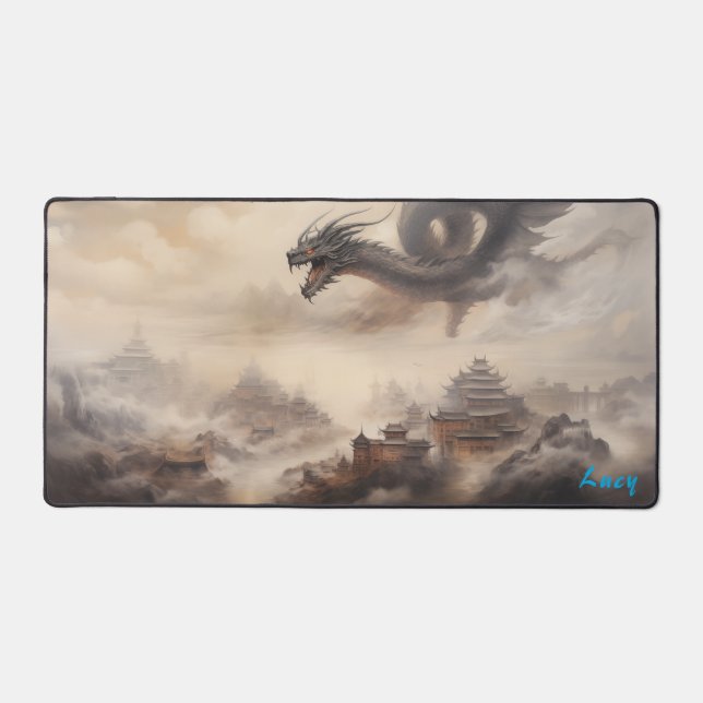 Dragon personnalisé au-dessus du pot de bureau chi (Recto)