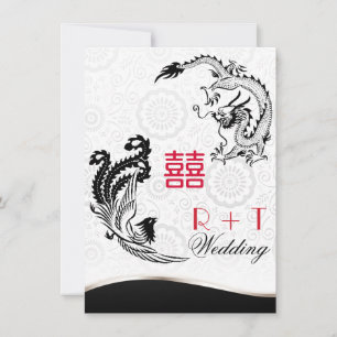 Dragon-Pheonix Double Bonheur Mariage Invitation