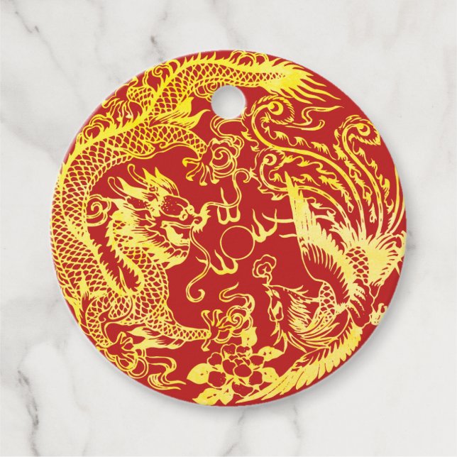 Dragon phoenix Chinesisches Hochzeitlogo Geschenkanhänger (Vorderseite)