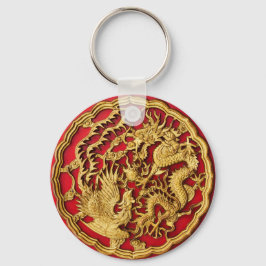 Dragon Phoenix Red Gold Chinesische Gastgeschenk H Schlüsselanhänger