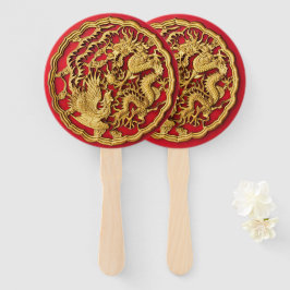 Dragon Phoenix Red Gold Chinesische Hochzeit Fächer