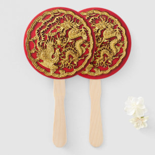 Dragon Phoenix Red Gold Chinesische Hochzeit Fächer