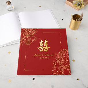 Dragon Phoenix Traditionelles Rotes Chinesisches H Gästebuch