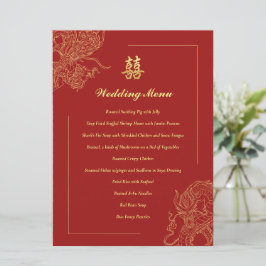 Dragon Phoenix Traditionelles Rotes Chinesisches H Menükarte