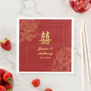 Dragon Phoenix Traditionelles Rotes Chinesisches H Serviette