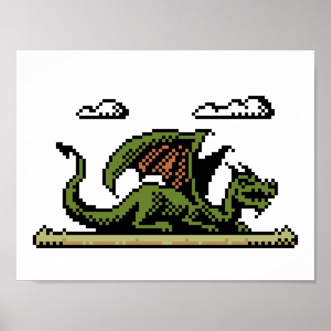 Dragon Platform 8-Bit Pixel Art Poster (Vorne)