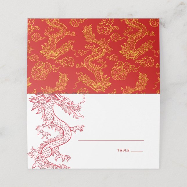 Dragon | Platzieren Sie die Tabellennamen-Karten Platzkarte (Außenseite Aufgefaltet)
