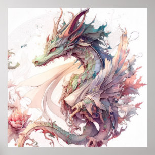 Dragon Portrait Animal Painting Wildlife Outdoor Poster