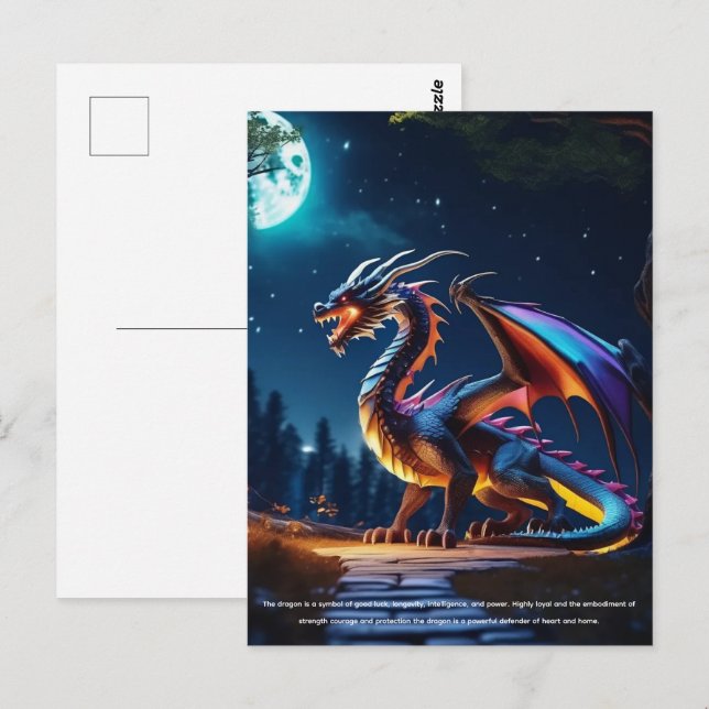 Dragon Postkarte (Vorne/Hinten)