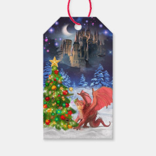 Dragon Pulling on Christmas Tree Geschenkanhänger