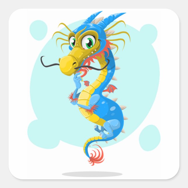Dragon Quadratischer Aufkleber (Vorderseite)