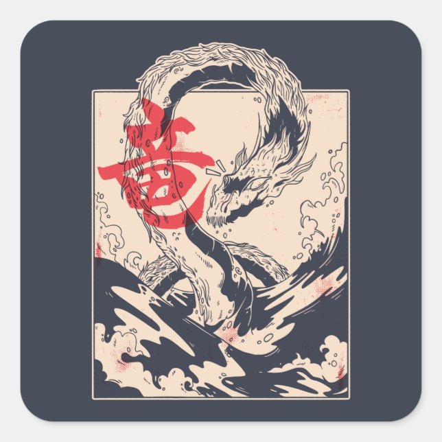 Dragon Quadratischer Aufkleber (Vorderseite)