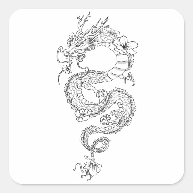 Dragon Quadratischer Aufkleber (Vorderseite)