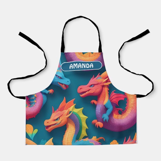 Dragon Rainbow Personalisiertes Muster Schürze (Vorderseite)