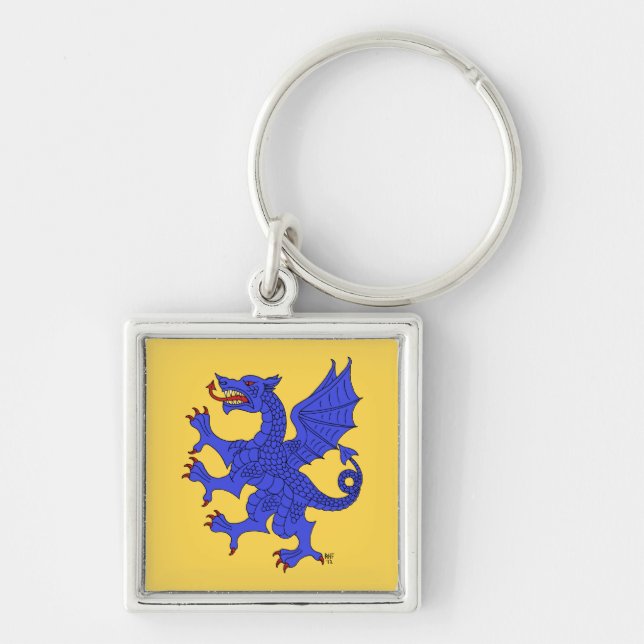 Dragon Rampant Azure Schlüsselanhänger (Vorne)