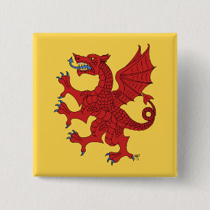 Dragon Rampant Gules Button