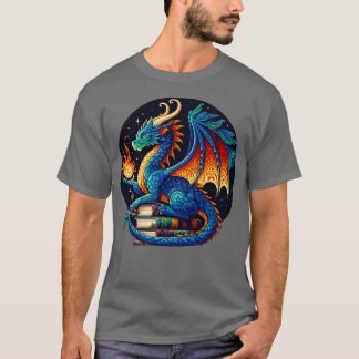 Dragon Reading a Book Bookworm Book Lover 4 T-Shirt