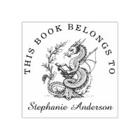 Dragon Reading a Book Library Buchzeichen Briefmar