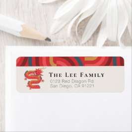 Dragon Red Geometric Chinesisches Neujahr