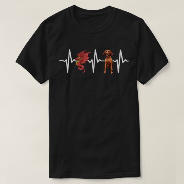 Dragon Redbone Coonhound Heartbeat Dog Lover  T-Shirt (Design vorne)