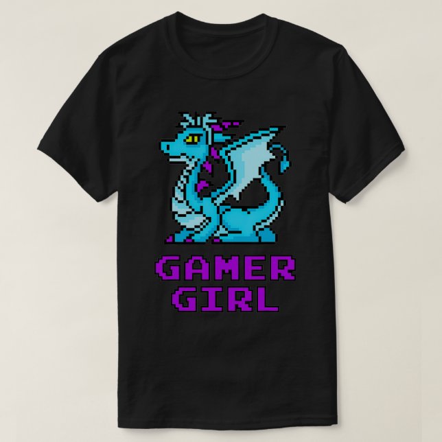 Dragon Retro 8Bit Cool Gamer Girl Geschenk Frauen  T-Shirt (Design vorne)