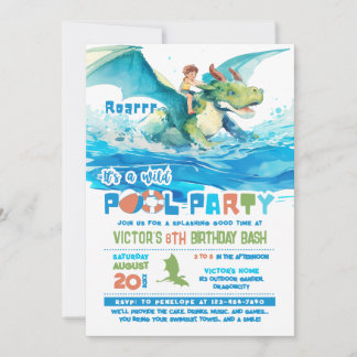 Dragon Ride Pool Party Geburtstag Einladung