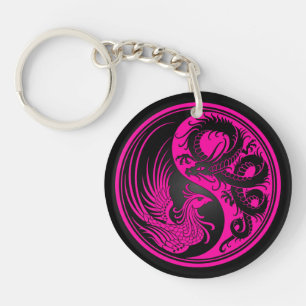 Dragon rose et noir Phoenix Yin Yang