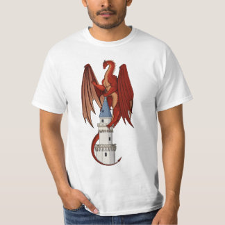 Dragon rouge sur T-shirt blanc