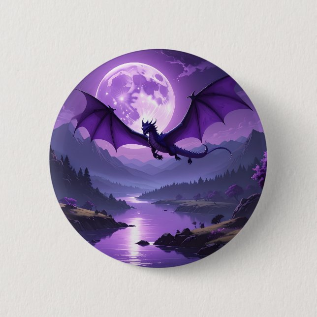 Dragon’s Night – Purple Fantasy Desk Mat 🌙🐉 Button (Vorderseite)