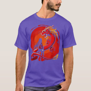 Dragon & Samurai Girl Krieger mit einer Waffe Japa T-Shirt