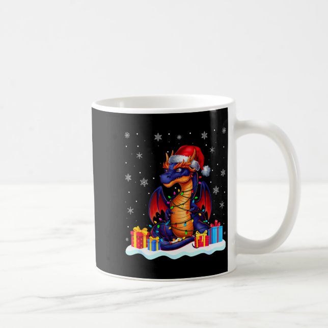 Dragon Santa Hat Christmas Tree Light Xmas Pajama  Kaffeetasse (Rechts)