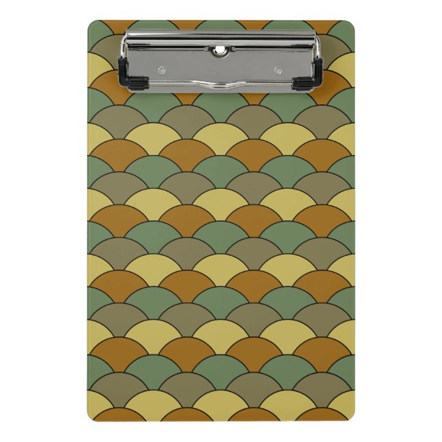 Dragon Scales, Fans, Waves, Seigaiha, Camouflage Mini Klemmbrett (Vorderseite)