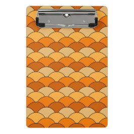 Dragon Scales, Fans, Waves, Seigaiha, Orange Mini Klemmbrett