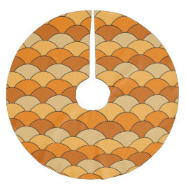 Dragon Scales, Fans, Waves, Seigaiha, Orange Polyester Weihnachtsbaumdecke