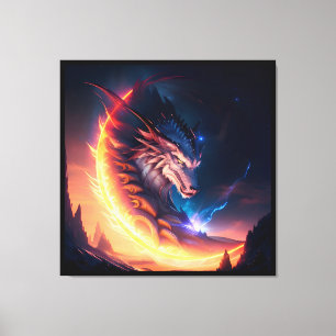 Dragon Scape Feuernacht Leinwanddruck