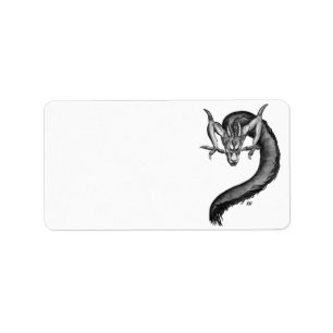 Dragon Schwarzweiß Design Adressaufkleber