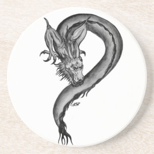 Dragon Schwarzweiß Design Sandstein Untersetzer
