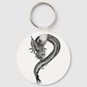 Dragon Schwarzweiß Design Schlüsselanhänger