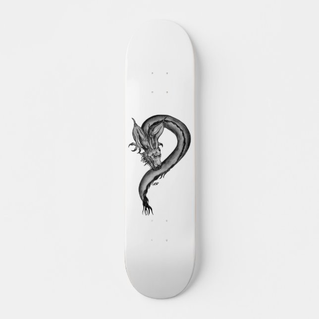 Dragon Schwarzweiß Design Skateboard (Vorne)
