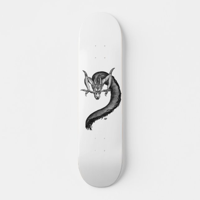 Dragon Schwarzweiß Design Skateboard (Vorne)