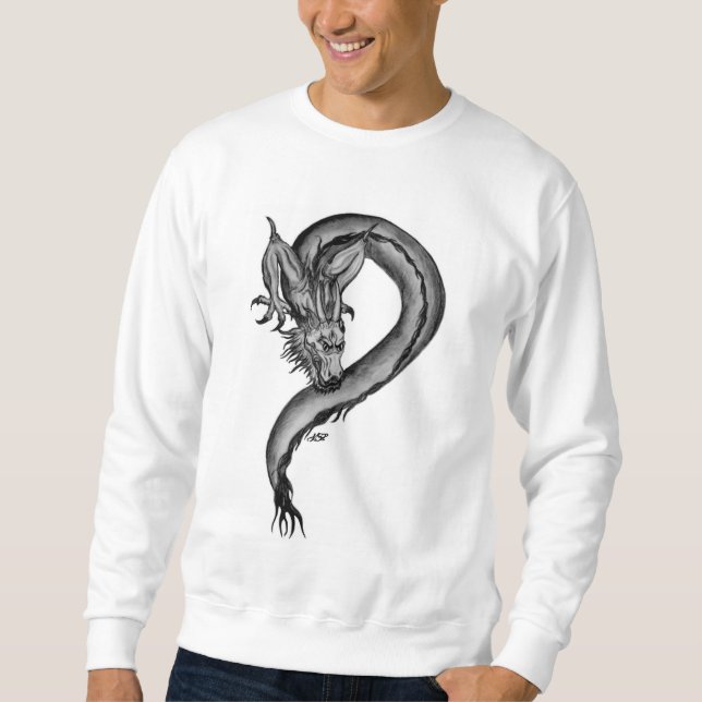 Dragon Schwarzweiß Design Sweatshirt (Vorderseite)