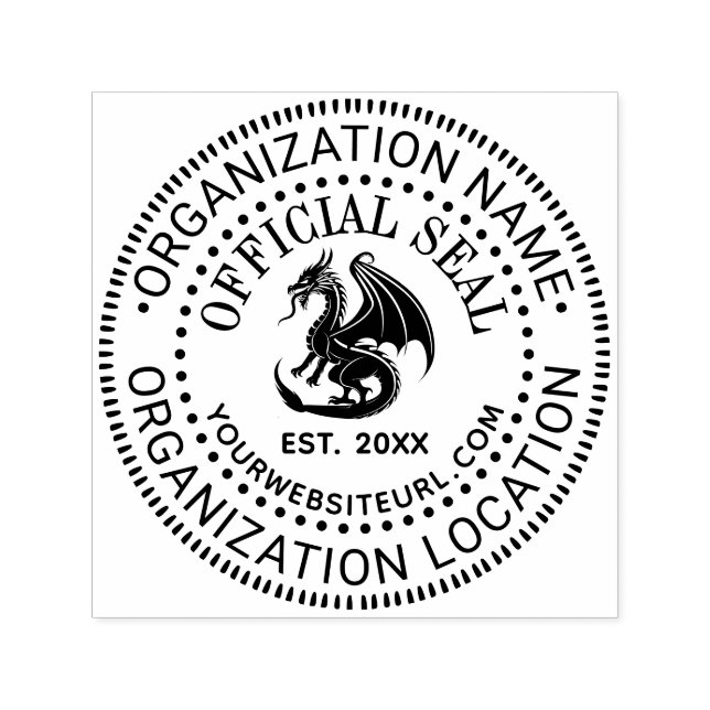 Dragon Side View Offiziell Siegel Name Loc URL Est Permastempel (Design)